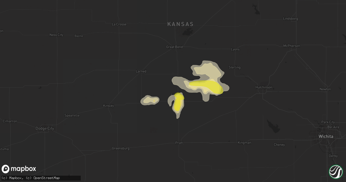 Hail map in St John, KS on October 3, 2018