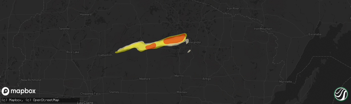 Hail map in Tomahawk, WI on October 3, 2018