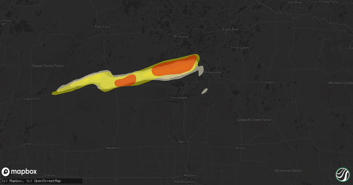 Hail map in Tomahawk, WI on October 3, 2018