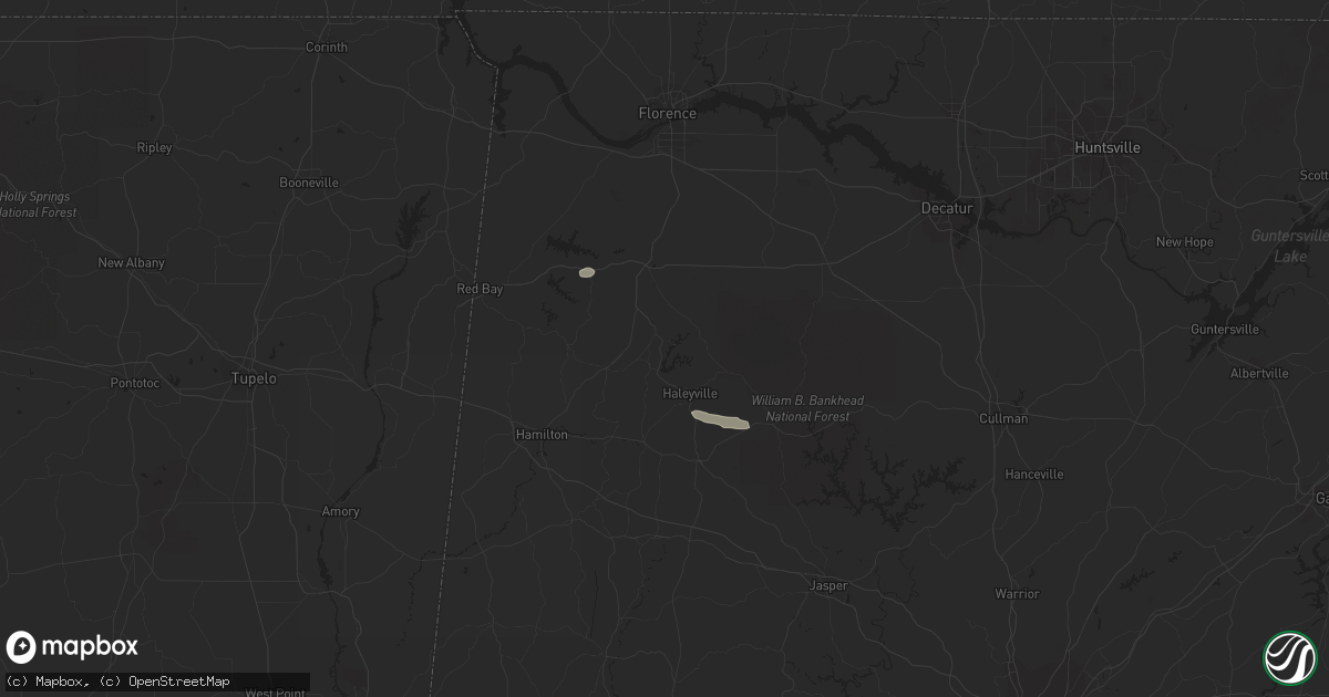Hail map in Haleyville, AL on October 3, 2021