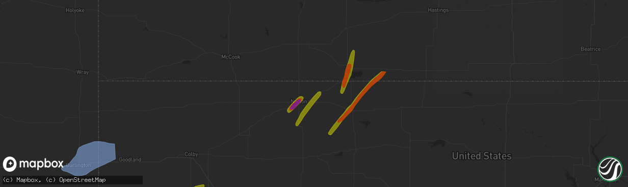 Hail map in Almena, KS on October 3, 2023