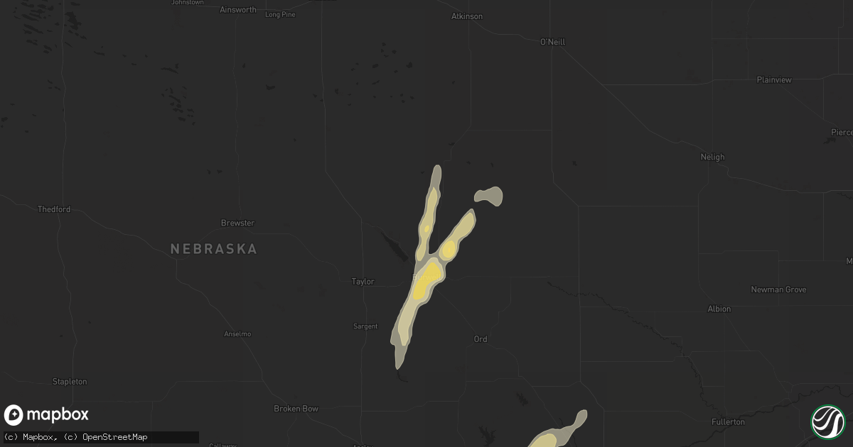 Hail map in Burwell, NE on October 3, 2023