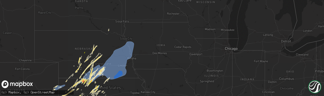 Hail map in Iowa on October 3, 2023