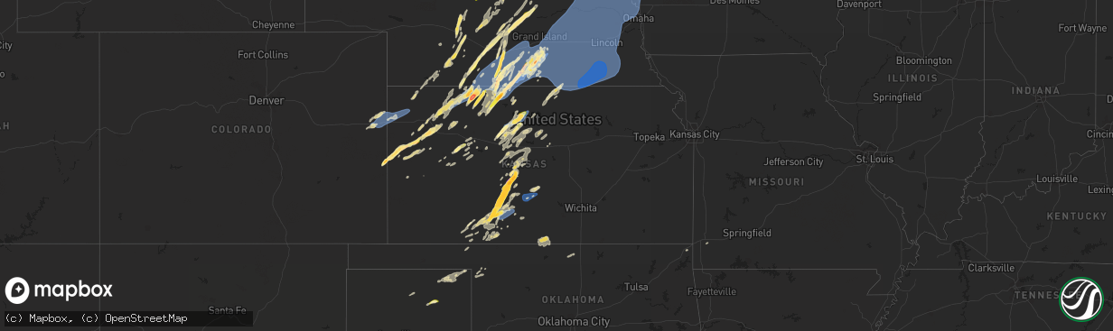 Hail map in Kansas on October 3, 2023
