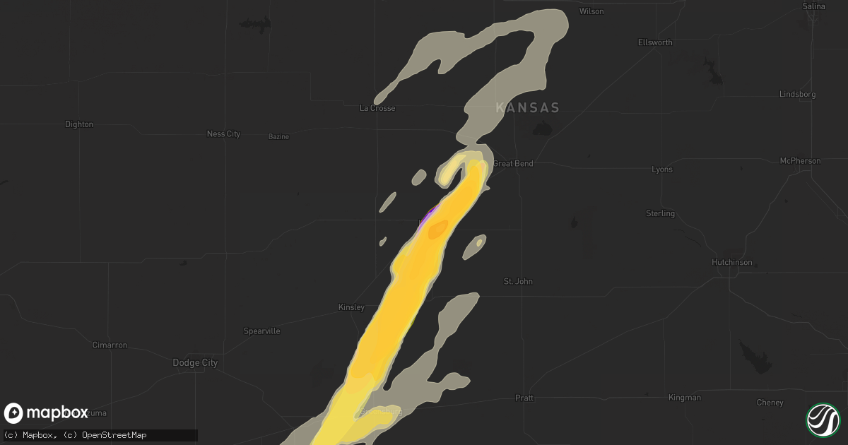 Hail map in Larned, KS on October 3, 2023