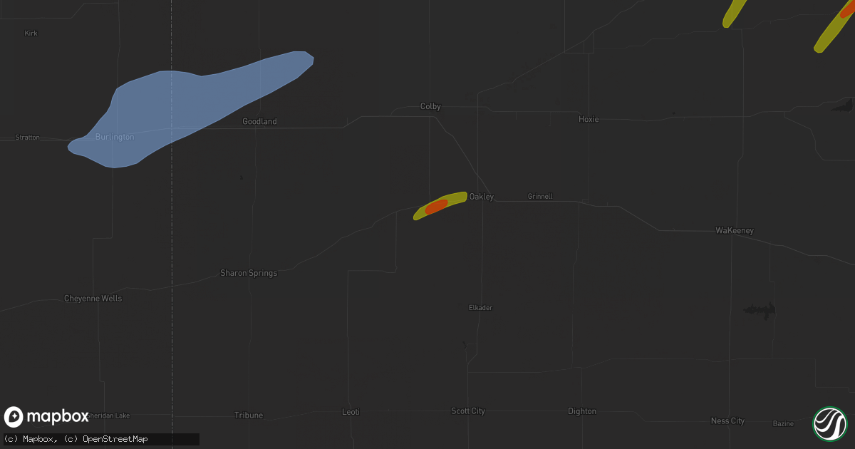 Hail map in Monument, KS on October 3, 2023