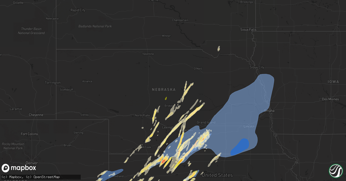 Hail map in Nebraska on October 3, 2023