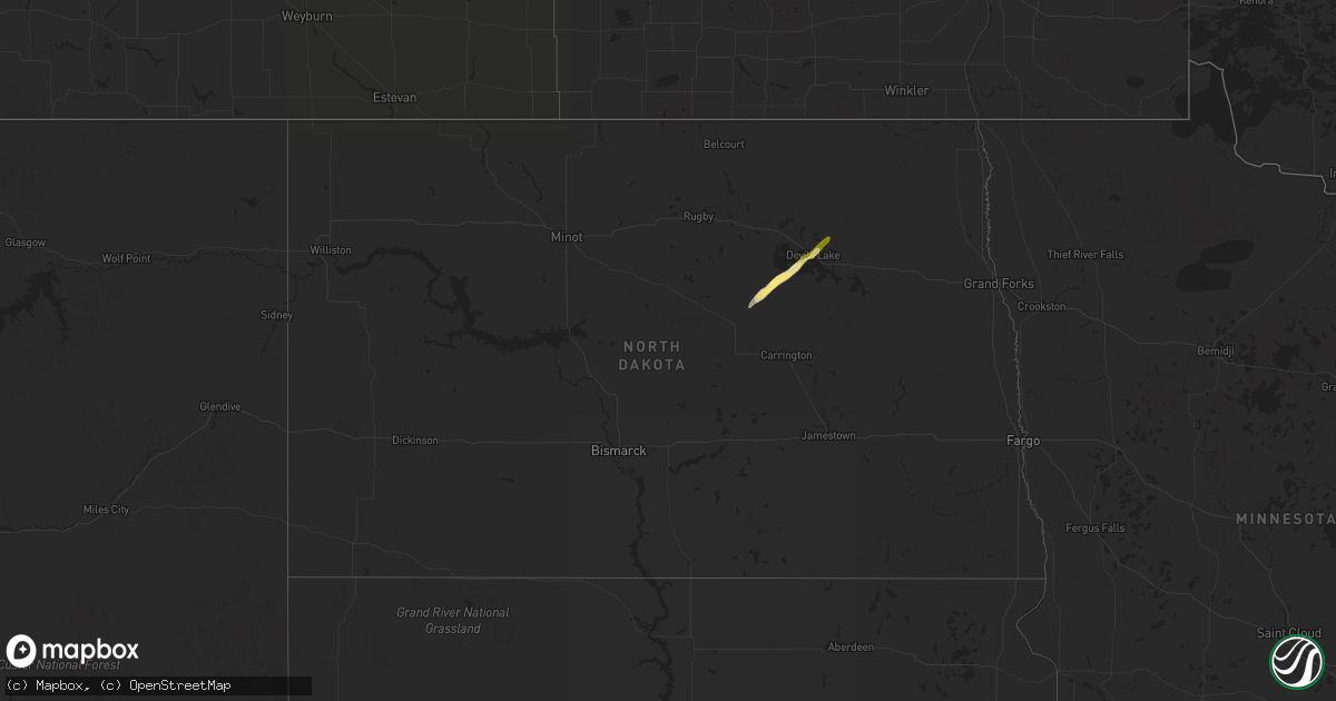 Hail map in North Dakota on October 3, 2023