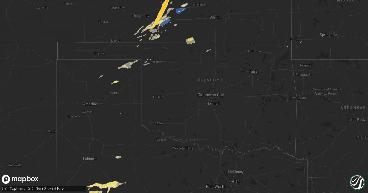 Hail map in Oklahoma on October 3, 2023