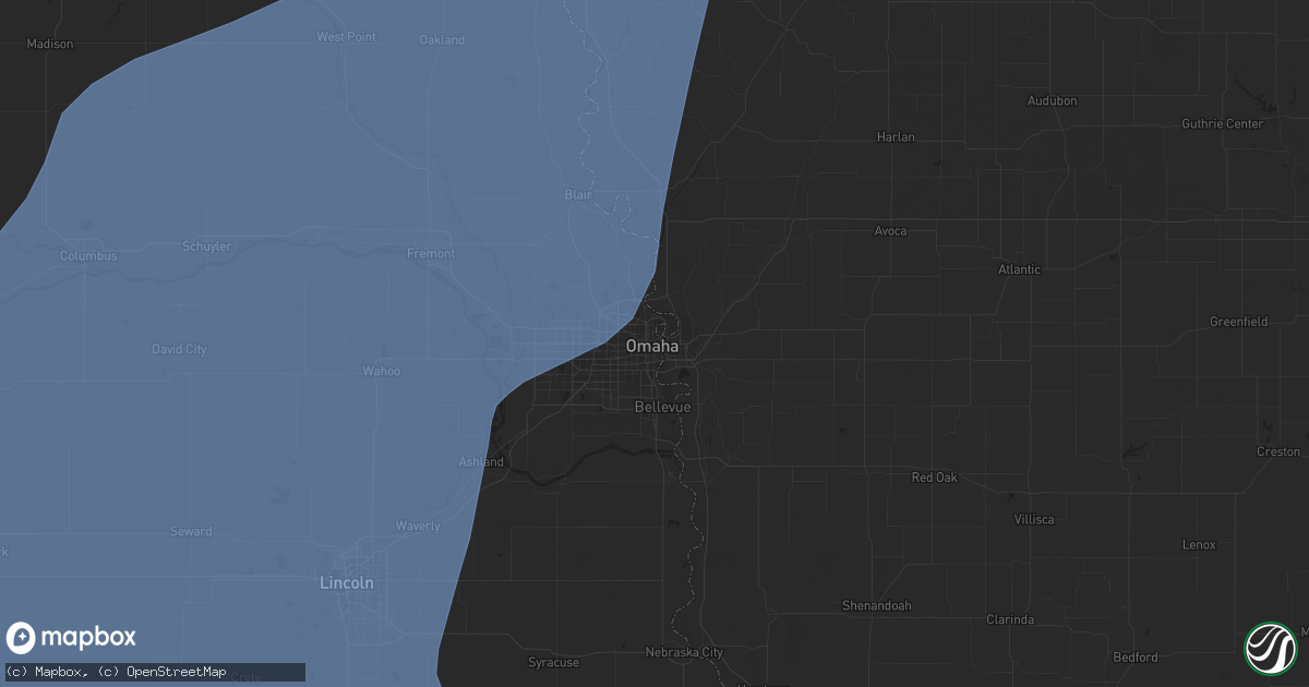 Hail map in Omaha, NE on October 3, 2023