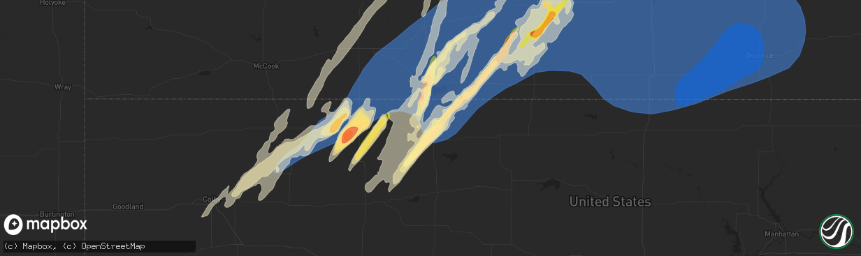 Hail map in Phillipsburg, KS on October 3, 2023