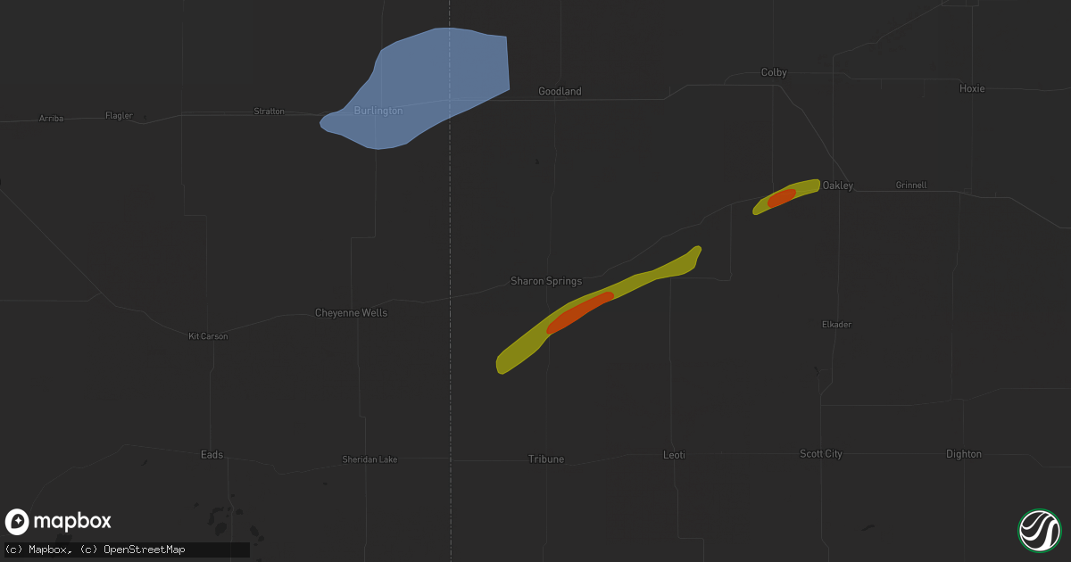 Hail map in Sharon Springs, KS on October 3, 2023