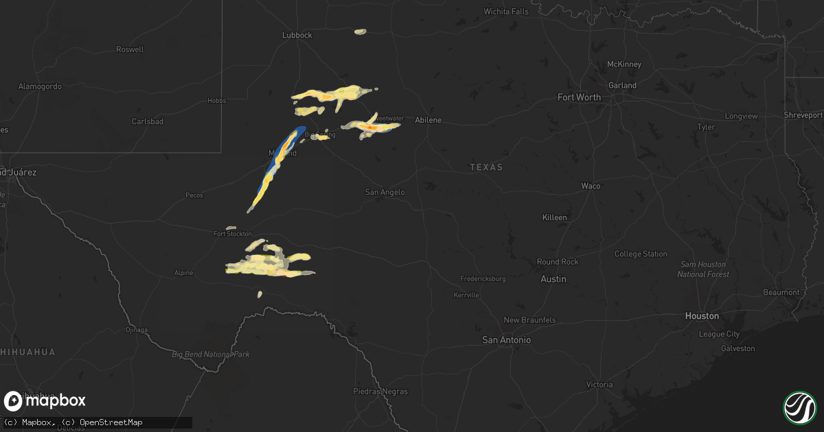 Hail map in Texas on October 3, 2023