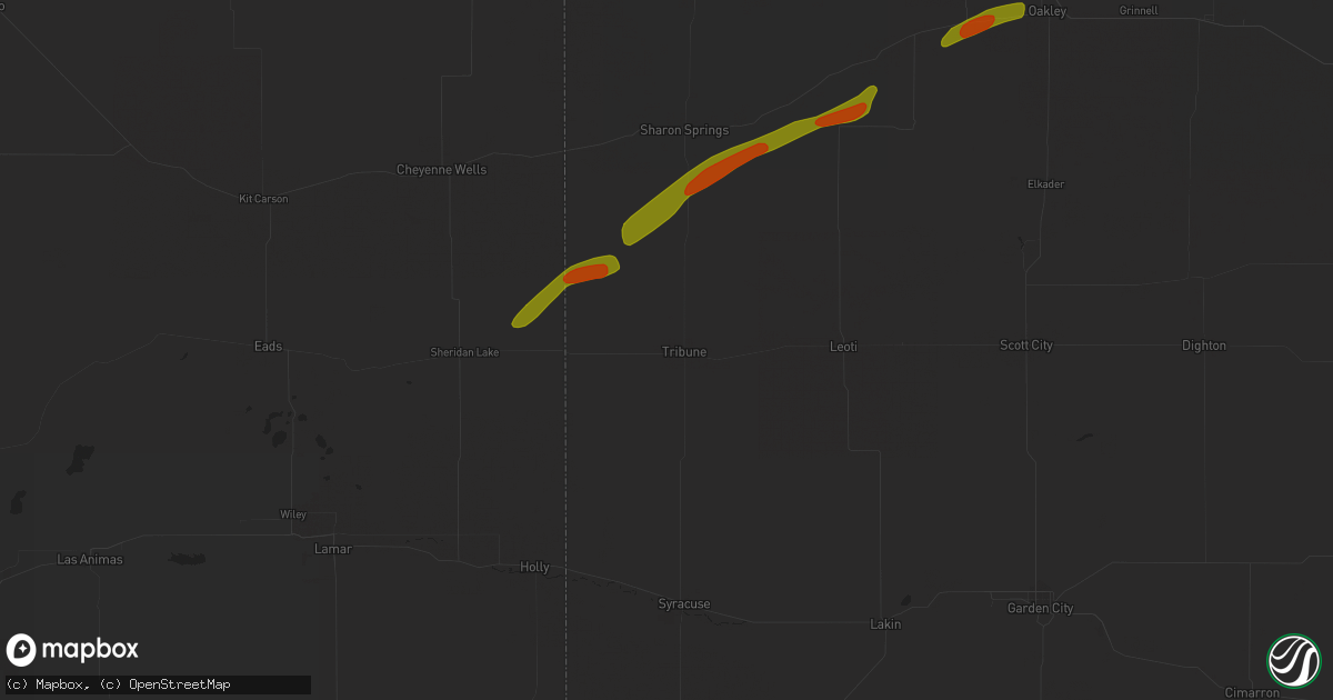 Hail map in Tribune, KS on October 3, 2023