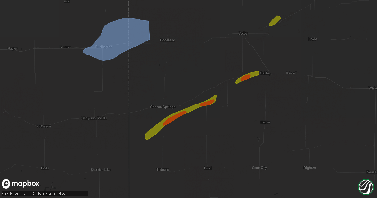 Hail map in Wallace, KS on October 3, 2023