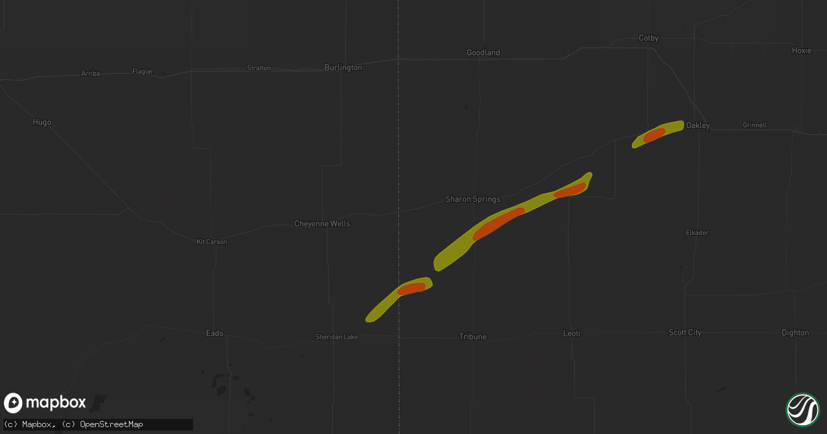 Hail map in Weskan, KS on October 3, 2023