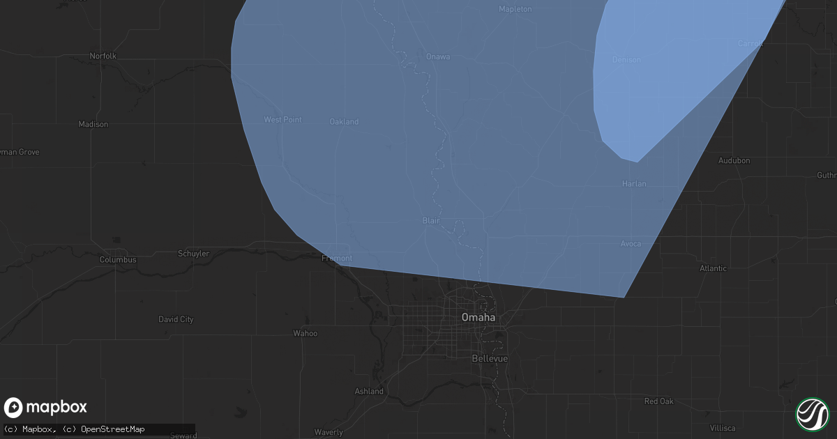 Hail map in Blair, NE on October 3, 2024