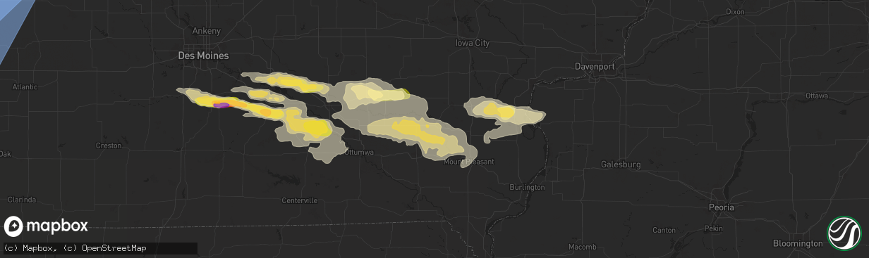 Hail map in Brighton, IA on October 3, 2024