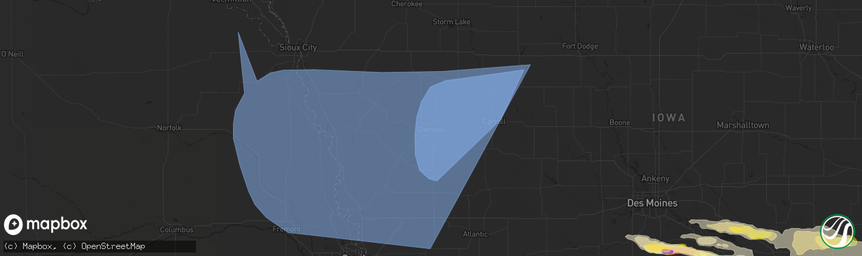 Hail map in Denison, IA on October 3, 2024