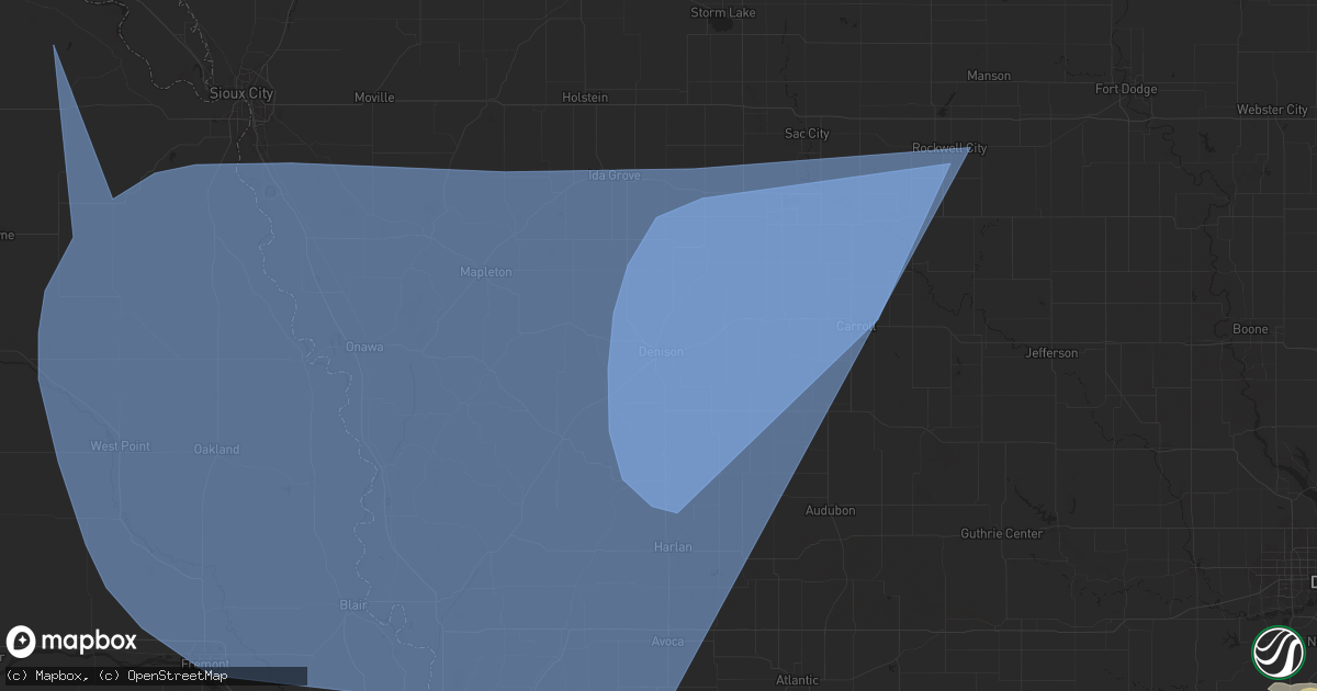 Hail map in Denison, IA on October 3, 2024
