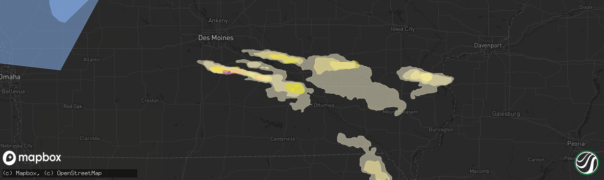 Hail map in Eddyville, IA on October 3, 2024