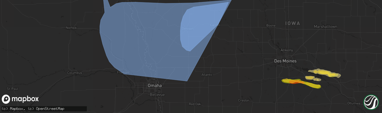 Hail map in Harlan, IA on October 3, 2024