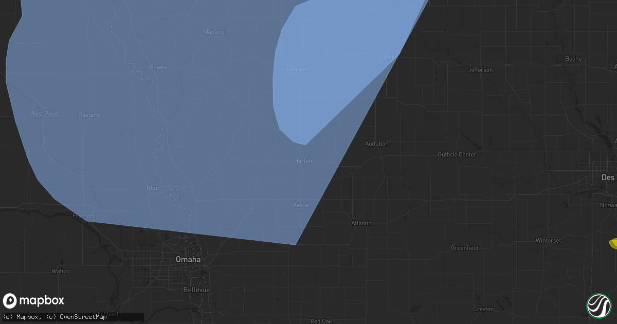 Hail map in Harlan, IA on October 3, 2024