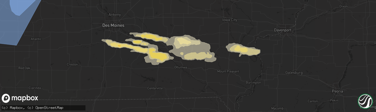 Hail map in Hedrick, IA on October 3, 2024