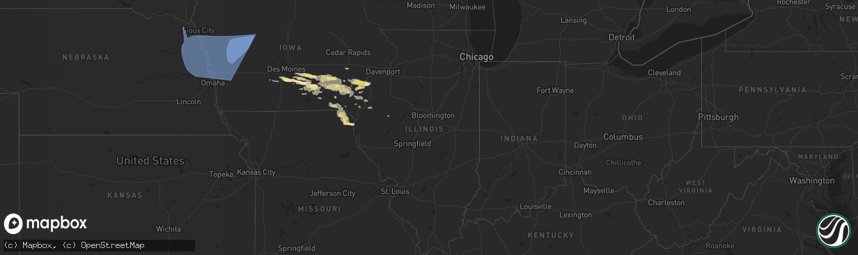 Hail map in Illinois on October 3, 2024