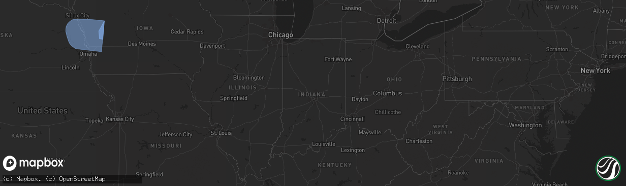 Hail map in Indiana on October 3, 2024