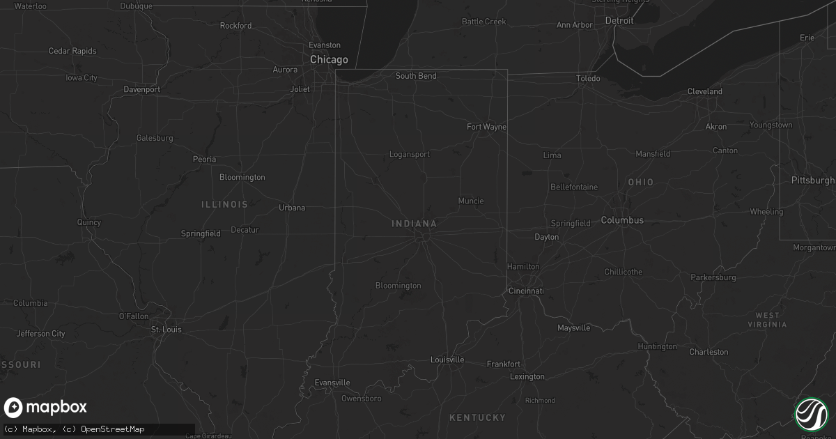 Hail map in Indiana on October 3, 2024