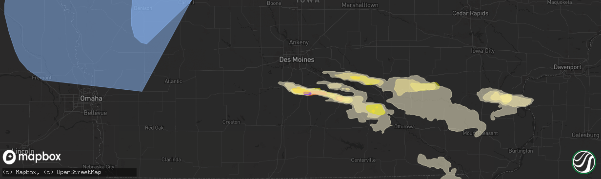 Hail map in Indianola, IA on October 3, 2024