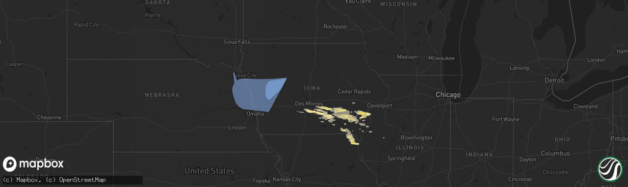 Hail map in Iowa on October 3, 2024