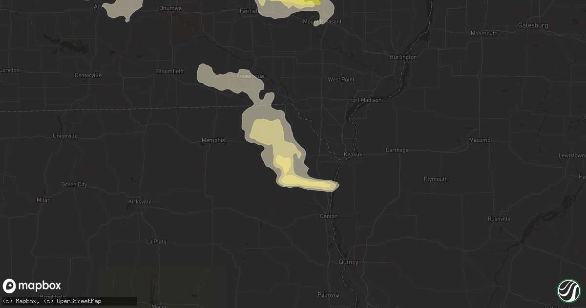 Hail map in Kahoka, MO on October 3, 2024