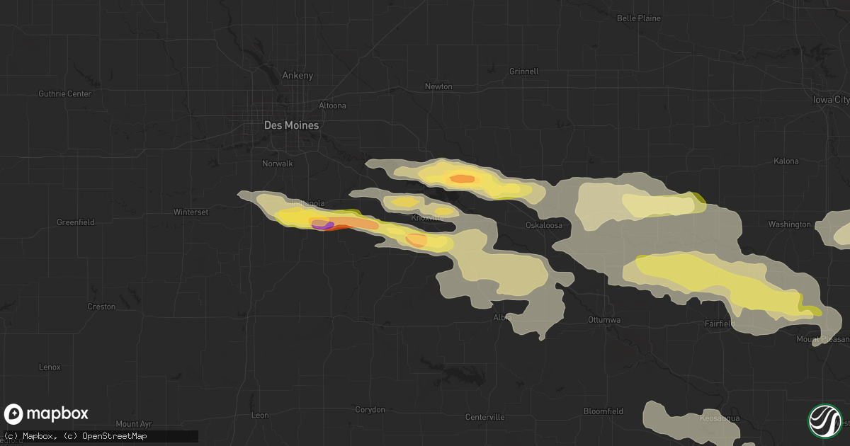 Hail map in Knoxville, IA on October 3, 2024