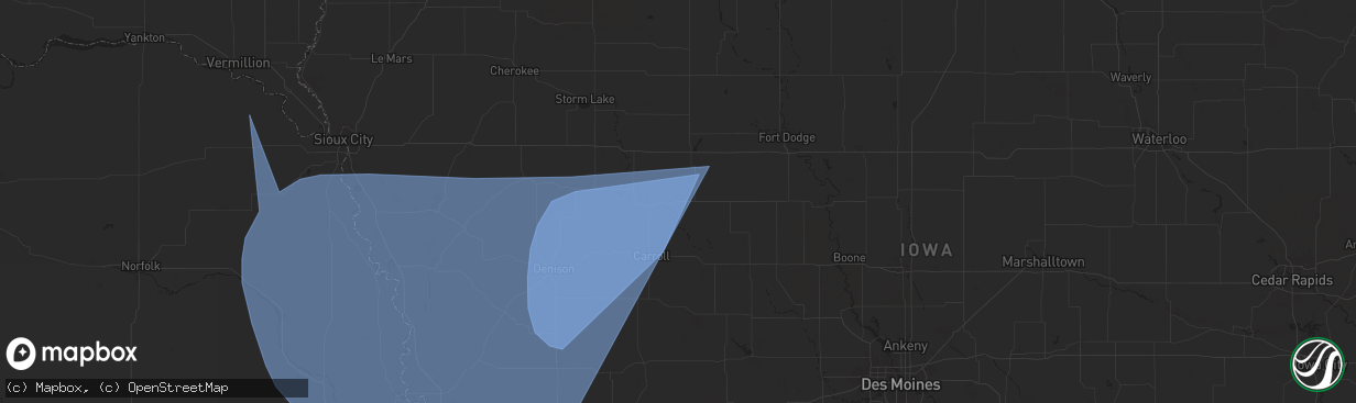 Hail map in Lake City, IA on October 3, 2024