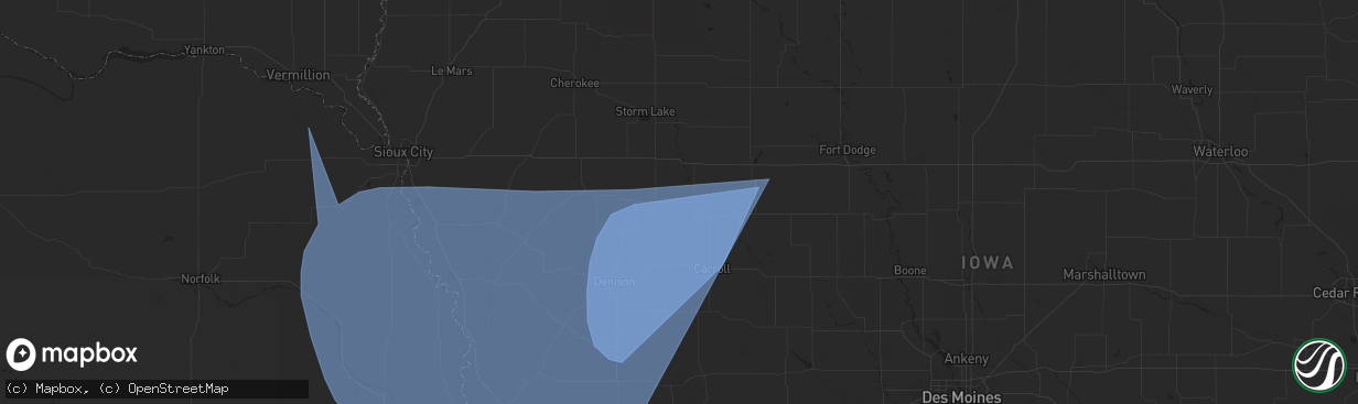 Hail map in Lake View, IA on October 3, 2024