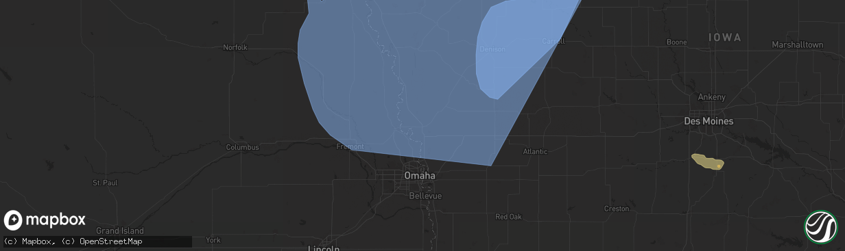 Hail map in Missouri Valley, IA on October 3, 2024