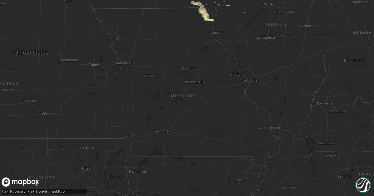 Hail map in Missouri on October 3, 2024