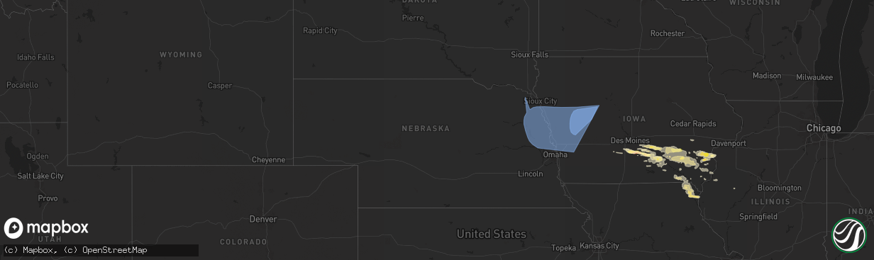 Hail map in Nebraska on October 3, 2024