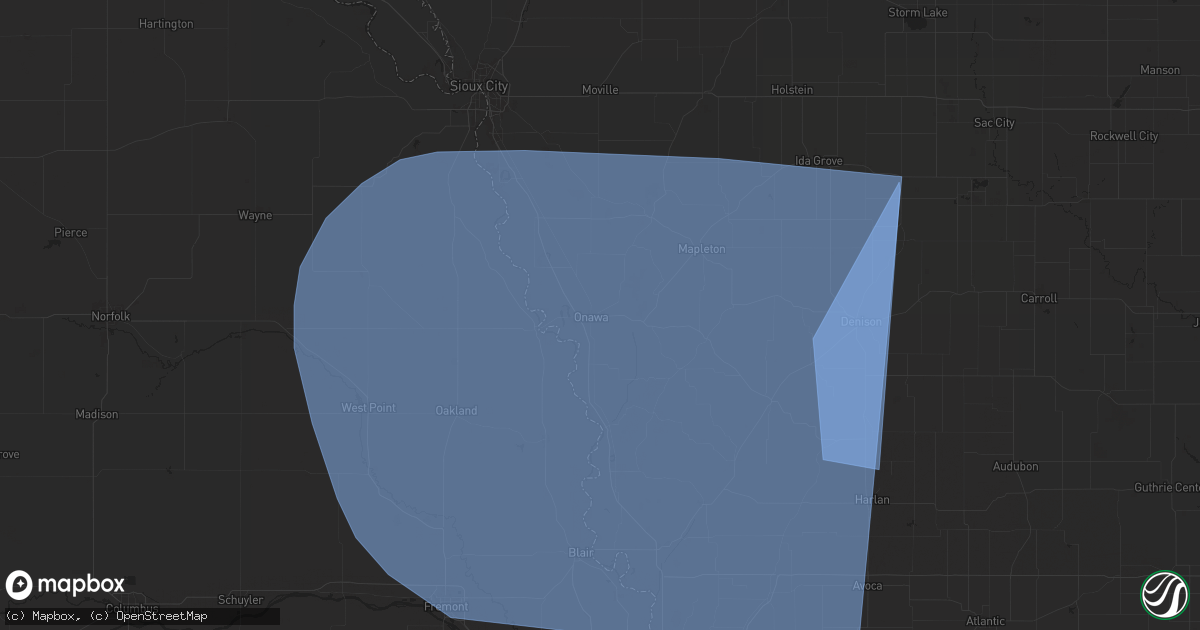 Hail map in Onawa, IA on October 3, 2024