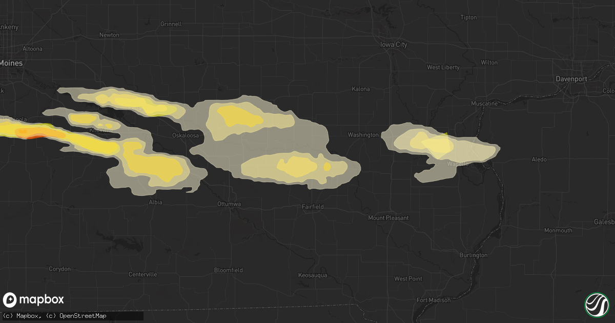 Hail map in Richland, IA on October 3, 2024
