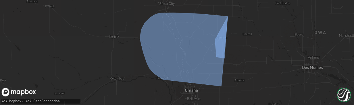 Hail map in Tekamah, NE on October 3, 2024