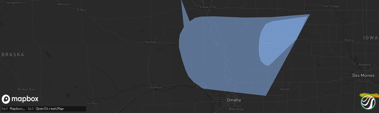 Hail map in West Point, NE on October 3, 2024