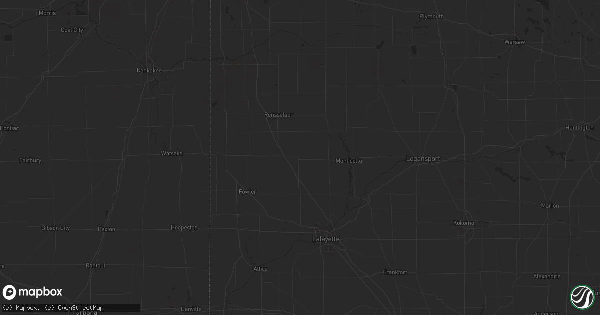 Hail map in Wolcott, IN on October 3, 2024