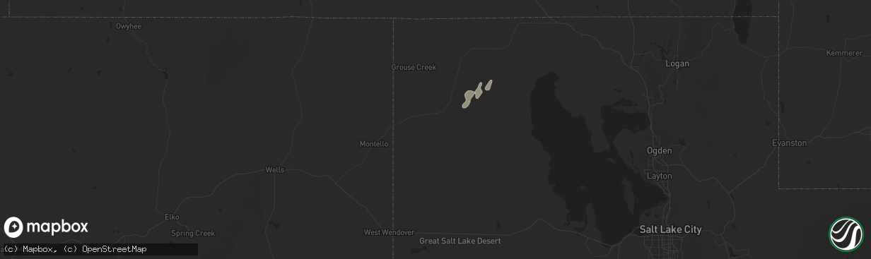Hail map in Grouse Creek, UT on October 3, 2025