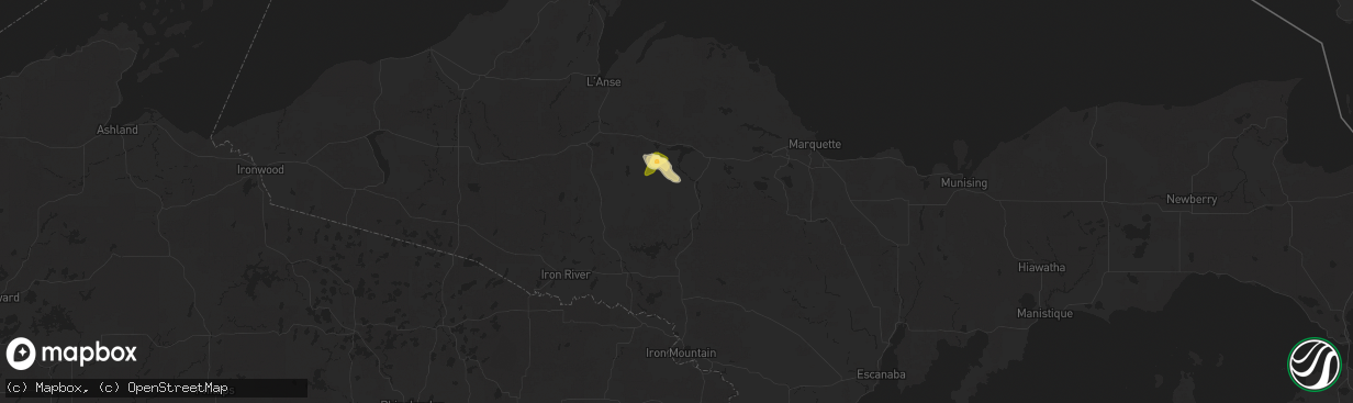 Hail map in Republic, MI on October 3, 2025