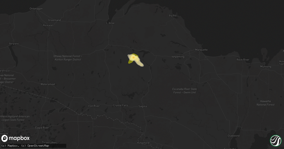 Hail map in Republic, MI on October 3, 2025