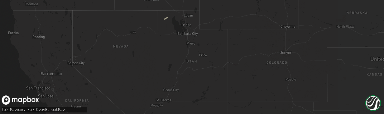 Hail map in Utah on October 3, 2025