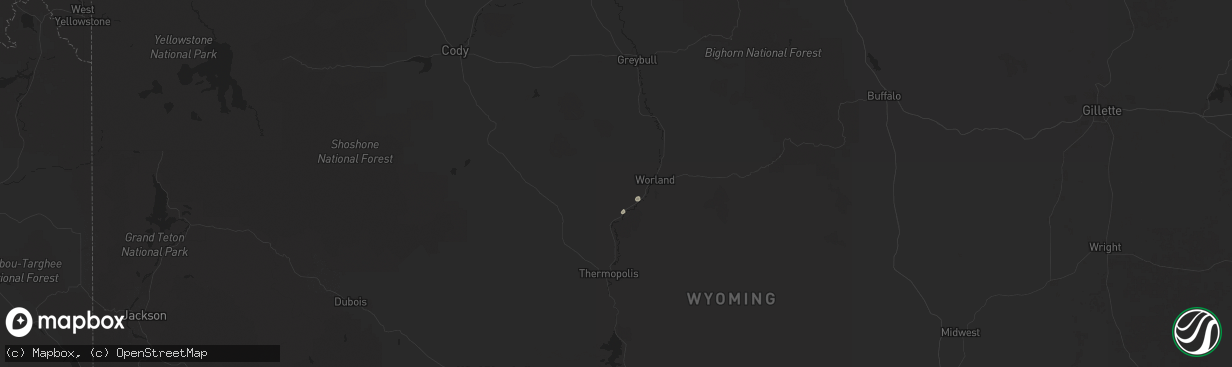 Hail map in Worland, WY on October 3, 2025
